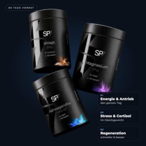 SP7 Stack | Shilajit Pro + Ashwagandha KSM-66 + Magnesium Pro | Für Bessere Performance | Hergestellt  & Laborgeprüft in DE